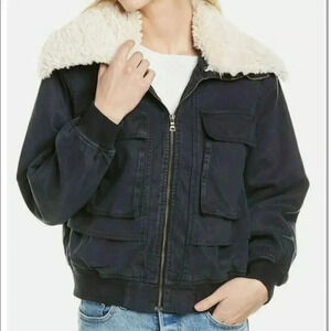 Young fabulous & broke EARHART REMOVABLE COLLAR ZIP JACKET MIDNIGHT